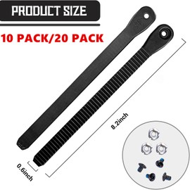 Aurorasports Snowboard Binding Straps, 8.27x0.59 Inch Plastic Snowboard Ankle Ladder Strap Binding Snowboard Binding Parts for Snowboard Binding Straps Replacement (20 Pack-Black)
