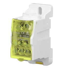 Junction Box, UKK-125A 690V DIN Rails Terminal Block Distribution Box, Universal Power Connection Box, Microcomputer Protection Device with Protective Case (Yellow)