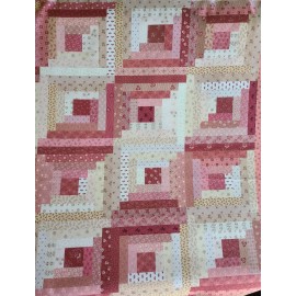 Marcus Fabrics BTY X 44"W Cheater Quilt Fabric Pam's Cabin Blocks By Marcus Pinks &  Creams