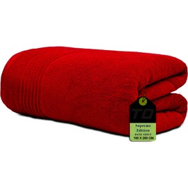 Textile Do Luxury Super Jumbo Bath Sheet (100 x 200 cm-700 GSM) 100% Egyptian Cotton Extra Lage Bath Sheet Towels (Cotton, Red)