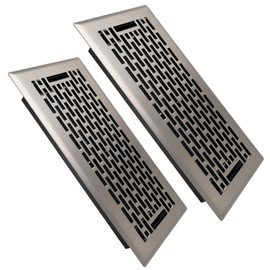 SANYCASA 2 Pack Floor Register 4x10 Inches Heavy Duty Walkable Steel Floor Vents - Satin Nickel Floor Vent Covers - Ease Adjust Air Flow Direction Floor Registers - Boston Design Air Vents for Room