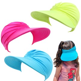 KUEIY Visera Infantil, Gorra De Béisbol De Protección Solar Transpirable Unisex, Gorra Deportiva con Parte Superior Abierta, ala Ancha, Elástica, 3 Unidades (as1, Alpha, s, Color Fluorescente)