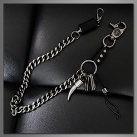 Buzz Select AC265 Wallet Chain Belt, Skull, Stylish, Lock, Key Ring, Men's, Women's,, Black