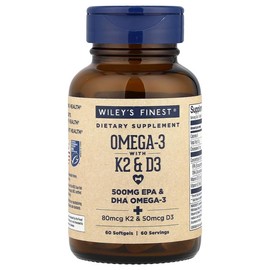 Wiley's Finest Omega-3 With K2 & D3, 60 Softgels