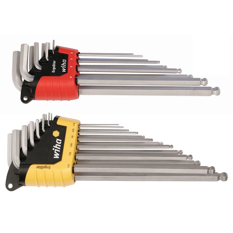 Wiha 66982 ErgoStar Ball End Hex L-Key, Inch and Metric,