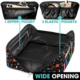 84hoods Makeup Bag for Women. Gift for Teacher. Portable Travel Makeup Organizer. Multi-functional, Large Capacity, Waterproof Storage for Cosmetics, Toiletry, Accessories Made to Teach.