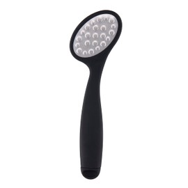 Relaxus Happy Heels Double-Sided Foot File with Secret Mini File, Ergonomic Stainless Steel Foot Scraper for Dead Skin Removal and Smooth Feet (Black)