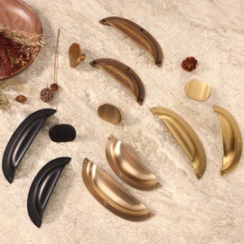 Vicycmc Champagne Bronze zinc Alloy Cabinet Cup pulls,Vintage Retro Solid 5 Inch （128mm） Hole Center Cup Cabinet Handles for Drawer,Cupboard, Wardrobe,Dresser 6 Pack