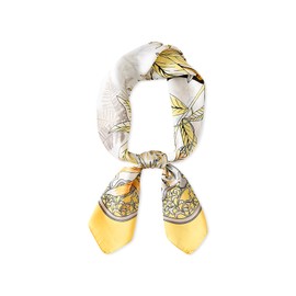 LumiSyne Silk Scarf Women's Artistic Printed Headscarf Maple Leaf Pattern High Quality Satin Silk Square Scarf Bandana Headdress Hairband Senior Accessories Gifts, yellow