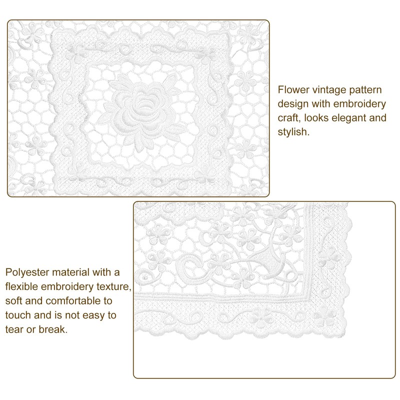 sourcing map Retro Lace Placemat 15x15-in Square Embroidered Table Place