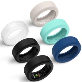 Hexasider 6 Pack Smart Ring Cover Fits 7mm and 8mm Ring Smart, Anti-Scratch Silicone Case for Working Out Gym Smart Rings Protector for Women Men (M+7mm)