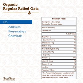 Great River Milling Organic Old Fashioned Rolled Oats | Whole Grain, USDA Organic, Non-GMO, Kosher | Hearty Texture for Oatmeal, Granola, Cookies, Baking & Meal Prep | 25 Lb. (Pack of 1)