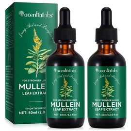 acentiallabs Mullein Drops for Lungs Cleanse and Healthy Breathing, 1 Month Supply-60ml Healthcare Fitness Supplement Edible Dietary - Specification: 2 Packs