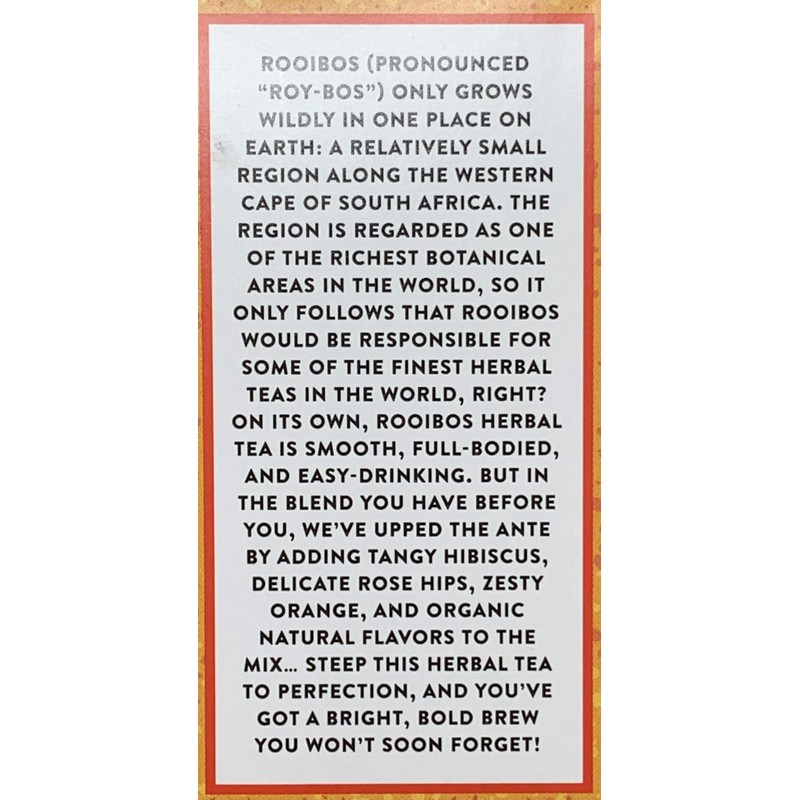 Trader Joes Organic Blood Orange Rooibos Herbal Tea Blend, Flavored