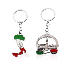CHSZSH 2pcs Italian Keychains, Metal Keychains, Territorial Keychains, Italian Travel Souvenirs, Creative Gift Tags, Key Chain Pendant, multicoloured