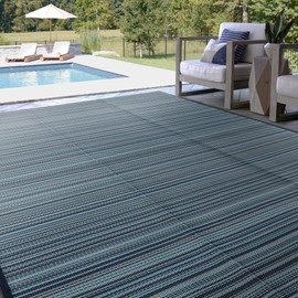 Plastic Straw Water Resistant Outdoor Rug 4x6 | Outdoor Rugs for Patio, Deck, Porch, Entryway | Fade Resistant Outside Area Rug | 4' x 5'11''