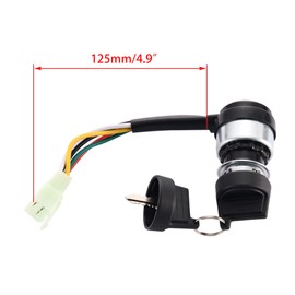 WOOSTAR 5 Wire Ignition Key Switch with Cap Replacement for 50cc 70cc 90cc 110cc 125cc 150cc 200cc 250cc Go Kart Dune Buggy