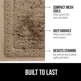 GORILLA GRIP Dirt Grabber Mesh Doormat, Low-Profile, Stain and Fade Resistant Heavy Duty Quick Dry Striped Doormats, Mats for Indoor or Outdoor Entry, Shoe Scraper, Garage Entrance Mat 47x35, Taupe