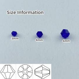 Xinhongo 200pcs Bicone Crystal Beads 6mm Crystal Glass Beads Bulk Faceted Bicone Crystal Glass Beads for Necklace Bracelet Earrings DIY Jewelry Crafts Making Supplies(Deep Blue)
