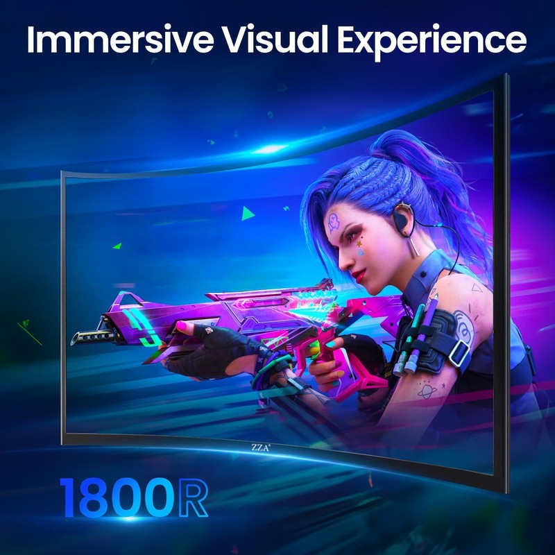 ZZA 27" Curved Gaming Monitor, Support 240Hz，Up to 280Hz, FHD