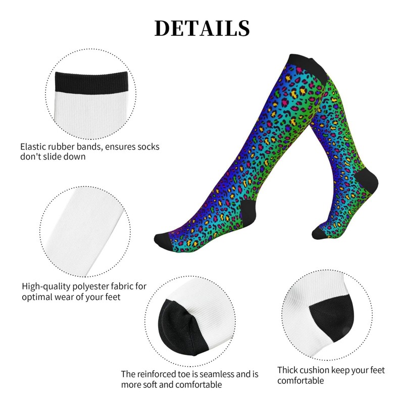 aipoase Leopard Compression Socks Knee High Circulation Support Socks For