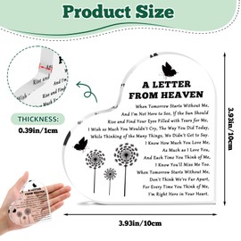 Sympathy Gifts Memorial Acrylic Plaque Remembrance Sympathy Gifts for Loss for Mother Father Grief Bereavement Heart Shaped Keepsake for Friends Family Coworker Condolence Grieving Keepsake