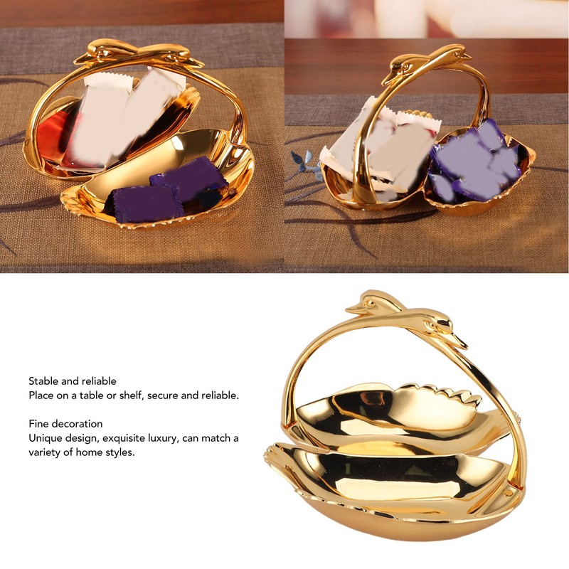 Double Fruit Plate Zinc Alloy Dual Fruit Tray Decorative Fruit