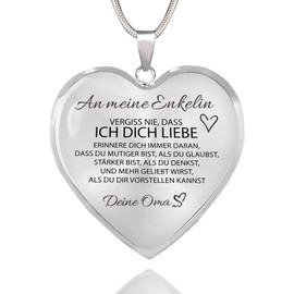HAYOUWAY Heart Necklace Heart with Motivational Message to My Granddaughter Women Girls Mother Daughter Necklace with Heart Pendant Inspirational Gifts for Our Granddaughter from Grandma and Grandpa,