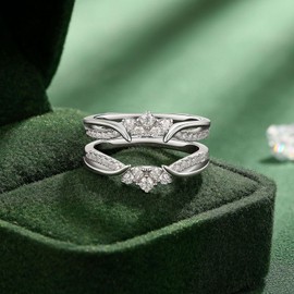 SHELOVES Moissanite Ring Enhancers for Engagement Rings Guard Stacking Wedding Bands 925 Sterling Silver 5-10, stone, Moissanite