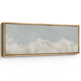 SIGNFORD Large Framed Canvas Print Wall Art Cloudscape Soft Sky and White Cloud Illustrations Modern Art Calm Warm for Living Room, Bedroom, Office - 60"x20"