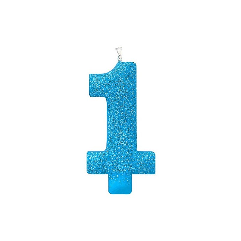 Blue Glitter #1 Birthday Candle - 5'' - Ideal for