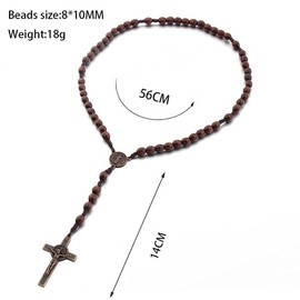 tenghong2021 Christian Handmade Wooden Catholic Rosaries Necklace Prayer Beads Holy Soil Medal & Cross Catholic Wood Rosary Beads for Men Women Pastor -Light Brown + Dark Brown