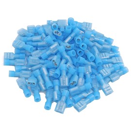 RuoFeng Fully Insulated Female Spade Connector Quick Disconnect Wire Spade Crimp Terminal Pack of 100 (Female Blue 16-14)