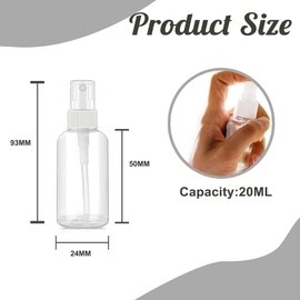 KICPUK 6Pcs Small Spray Bottles,Clear Plastic Fine Mist Spray Bottles,Small Refillable Liquid Containers Travel (20ML)