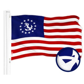 G128 American USA Yacht Ensign Flag | 2.5x4 Ft | ToughWeave Series Embroidered 300D Polyester | Nautical Flag, Embroidered Stars, Sewn Stripes, Indoor/Outdoor, Brass Grommets