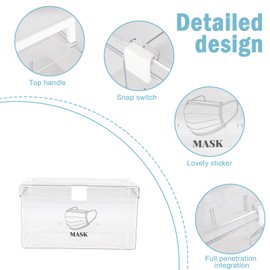 Disposable Masks, Glove Dispenser, Mask Output Box with Handle, Dustproof Acrylic Box, Transparent for Bouffant Cap, Hair Net & Shoe Cover, 21 x 11 x 11 cm, Suitable for Protective Films for Home