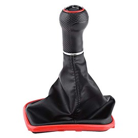 Qiilu 5 Speed Shift Boot Gear Shifter Knob Gaitor Boot Kit for Jetta Bora MK4 1999-2004