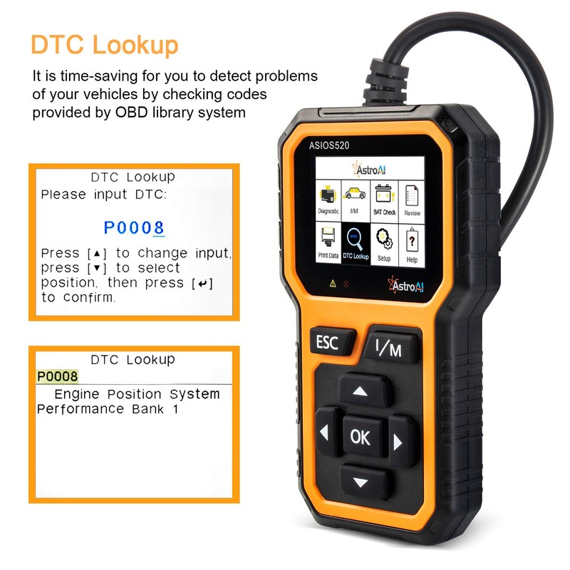 AstroAI OBD2 ASIOS520 Escáner Automotriz Professional, Lector de Códigos Universal,