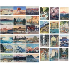 ZPPLD 30 Postcards, Vintage Postcards Set, Vintage Postcards, Postcards, Retro, Vintage Landscape Painting (Abstract Painting)