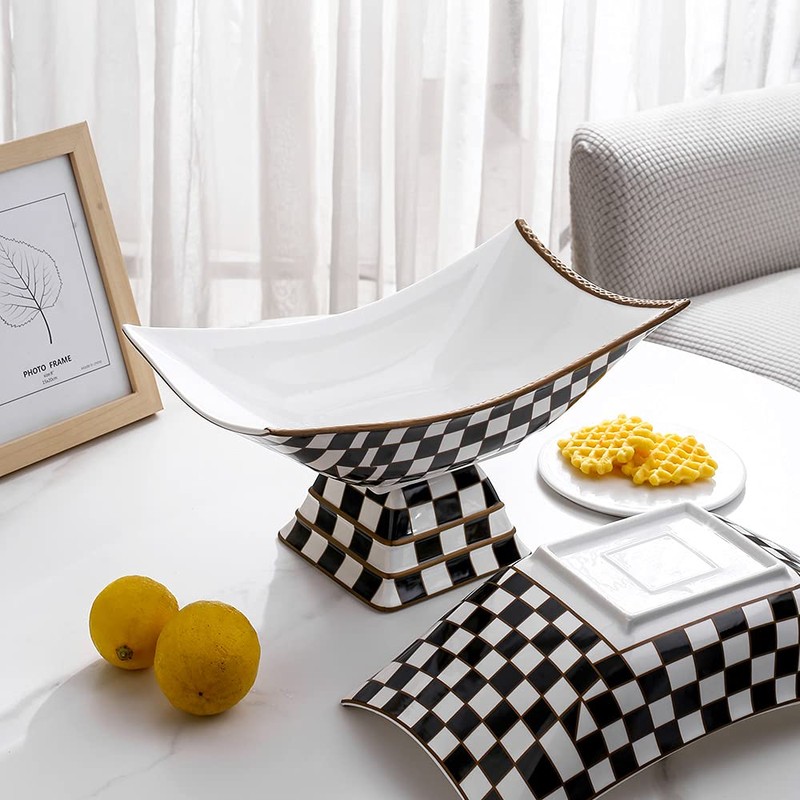 Porlien Checker Fruit Bowl with Stand