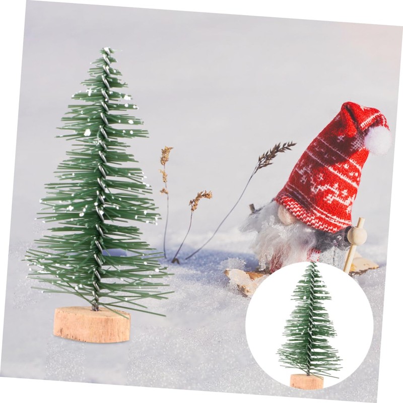 Ipetboom 12 Pieces Miniature Emulation Pine Trees with Base for