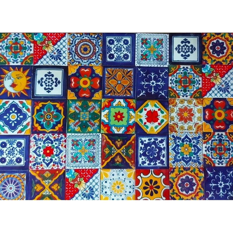 Escanver Azulejo De Talavera 10x10 Cm Diferentes Colores 20 Piezas