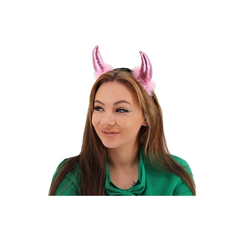 Pohotobooth Props Ltd Pink Devil Horns With Fur Headband