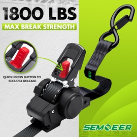 Retractable Ratchet Straps Heavy Duty with Soft Loops (4-Pack)