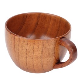 Wooden Tea Cups, Handmade Wooden Coffee Cup, Retro Cup with Flat Base and Handle, Eco-Friendly Serveware Cutlery Set for Drinking, Wine, Milk, Coffee