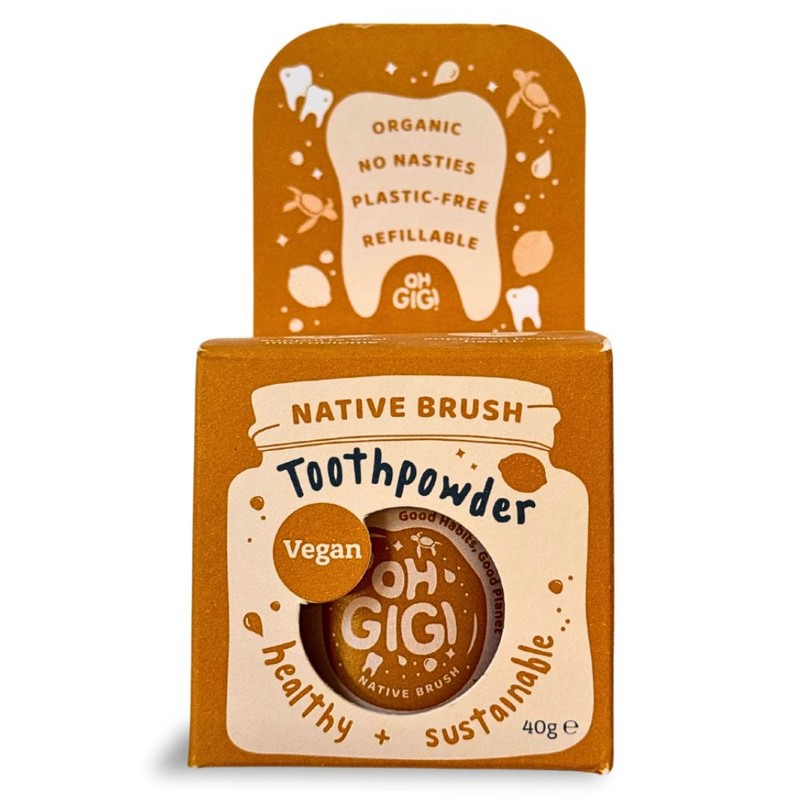 OhGiGi Organic Tooth Powder - Native Brush, 100g Refill