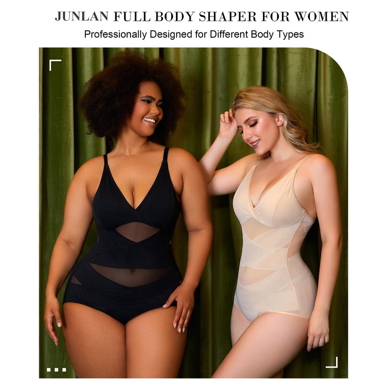 Junlan Shapewear Bodysuit for Women Seamless Sculpting Body Shaper Tummy