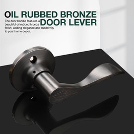 GOBEKOR 1 Pack Right-Handed Door Levers Dummy Closet French Door Handles Oil Rubbed Bronze Wave Interior Non-Turning Door Lever for Pantry