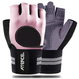 Atercel Training Gloves, Muscle Training Gloves, Sports Gloves, Wrist Flap, Weight Training Gloves, Wrist Fixed, Anti-Slip, Men's, Women's, (Pink,S)