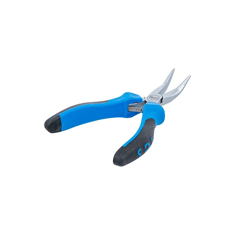BGS 383 Bent Spring Loaded Electronic Long Nose Pliers, Silver/Black/Blue,